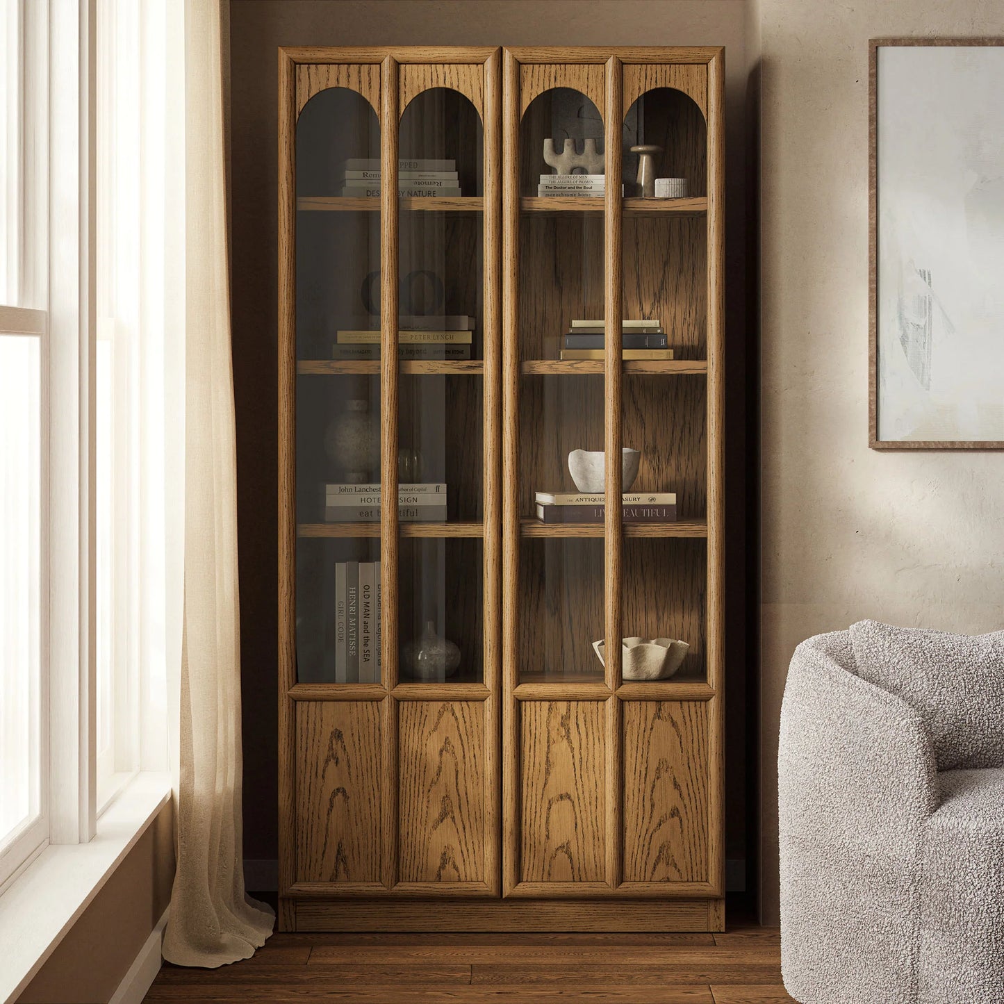 Anwen Solid Wood and Glass Display Cabinet