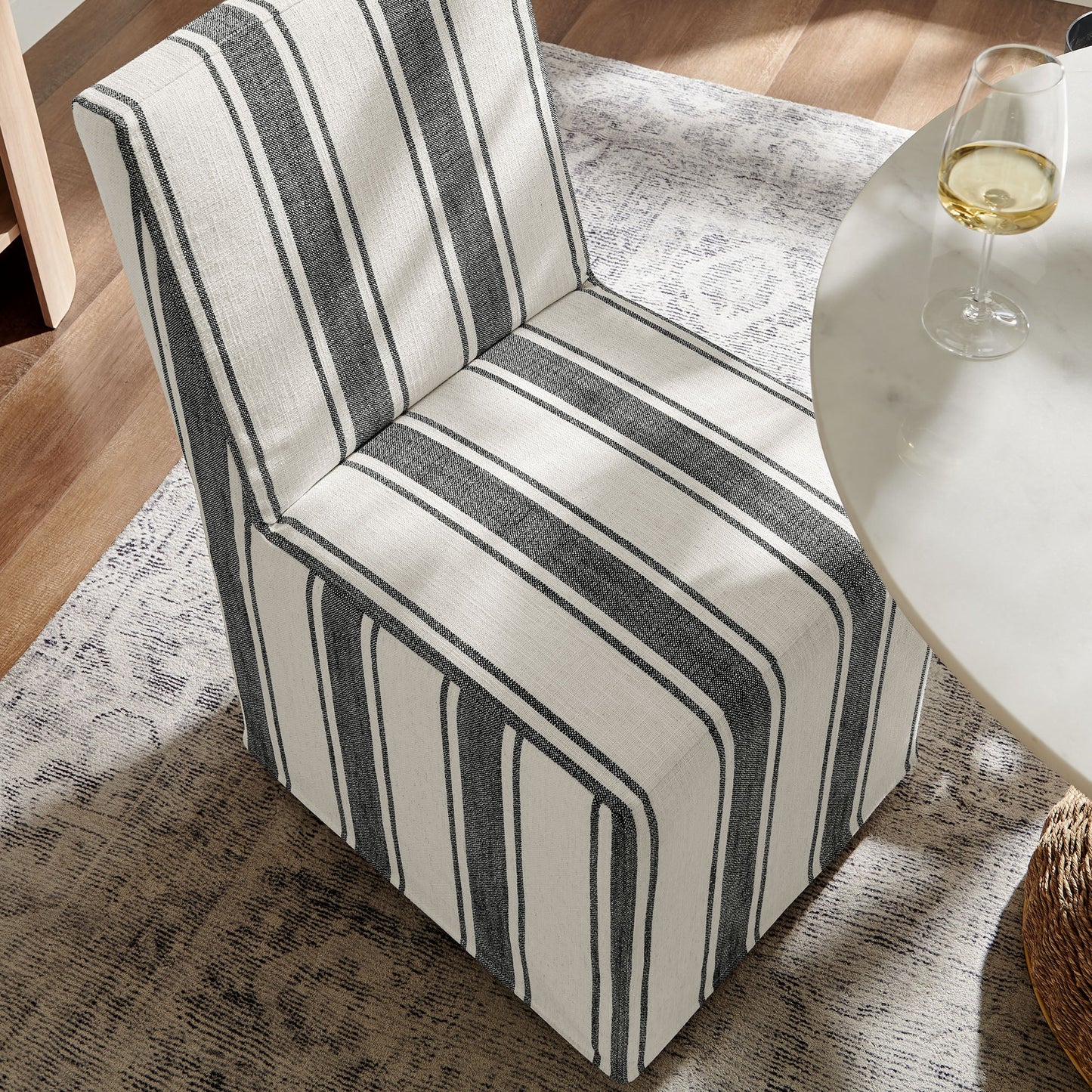 Tessera Striped Slipcovered Dining Side Chair
