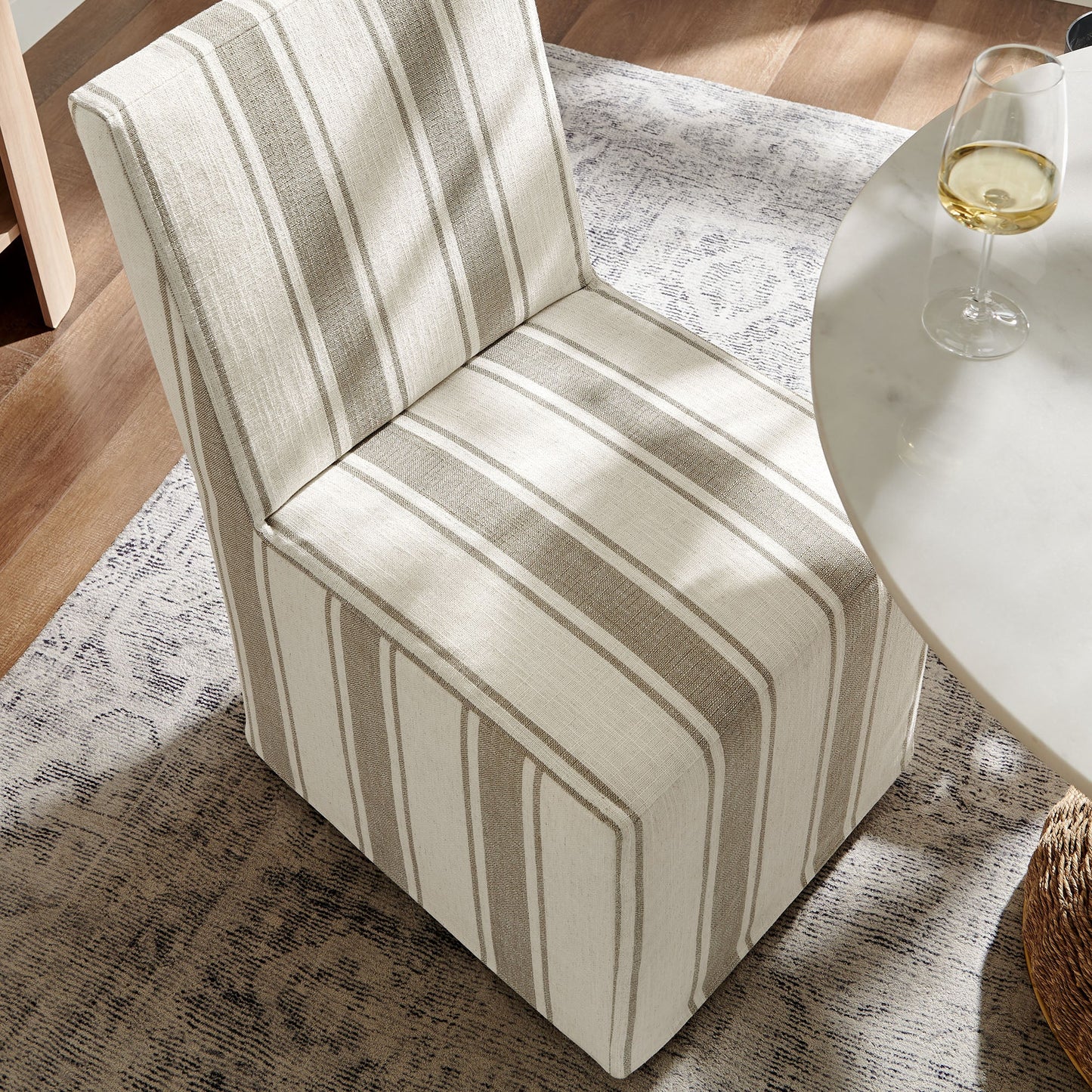 Tessera Striped Slipcovered Dining Side Chair