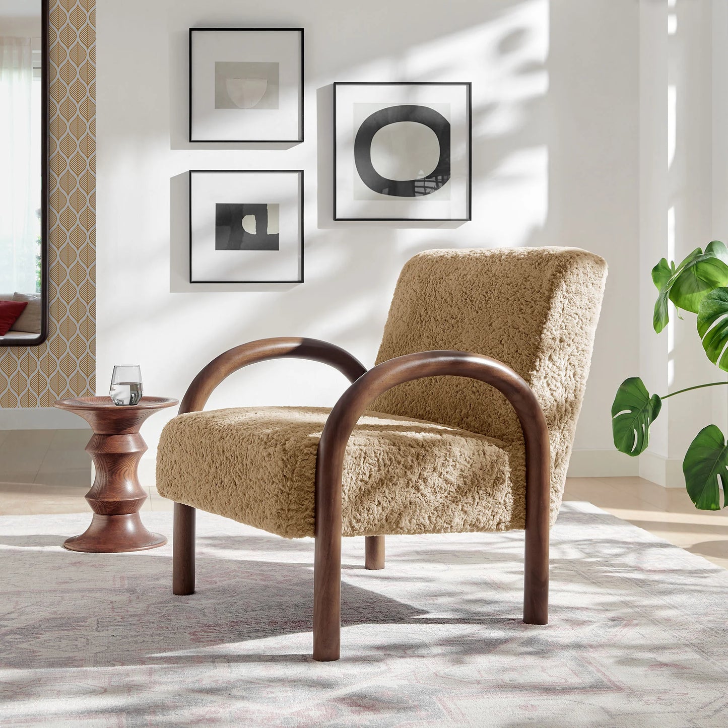 Lunet Faux Shearling Accent Armchair