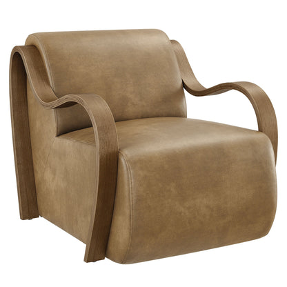 Atrium Vegan Leather Accent Armchair in Toast