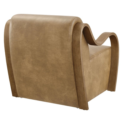 Atrium Vegan Leather Accent Armchair in Toast