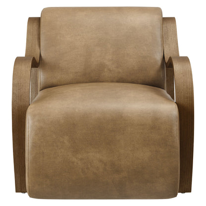 Atrium Vegan Leather Accent Armchair in Toast