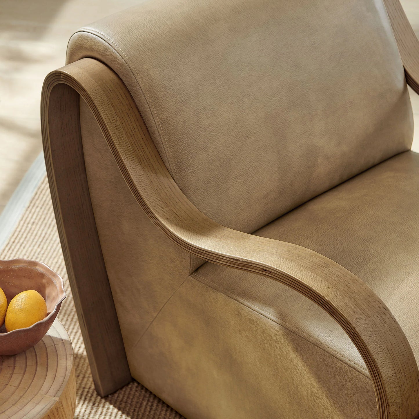 Atrium Vegan Leather Accent Armchair in Toast