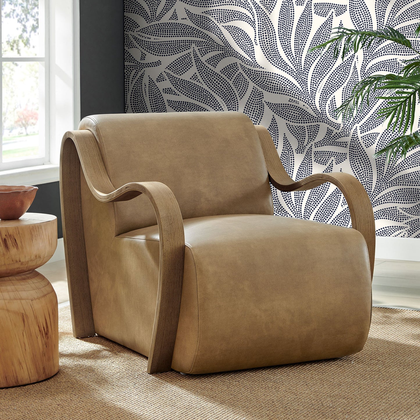Atrium Vegan Leather Accent Armchair in Toast