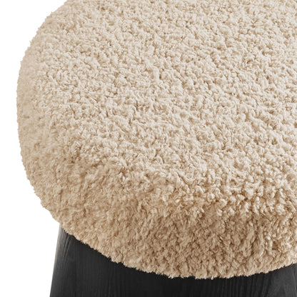 Ketra Round Faux Shearling Ottoman Footstool