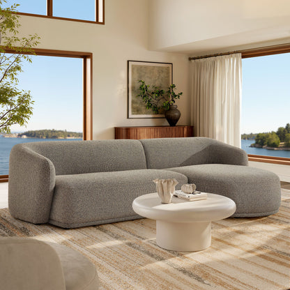 Monica 2 Piece Right Facing Boucle Fabric Modular Sofa with Chaise