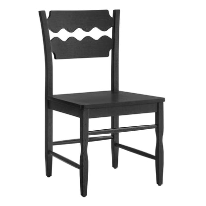 Jax Oak Wood Dining Chair With Wavy Razor Back