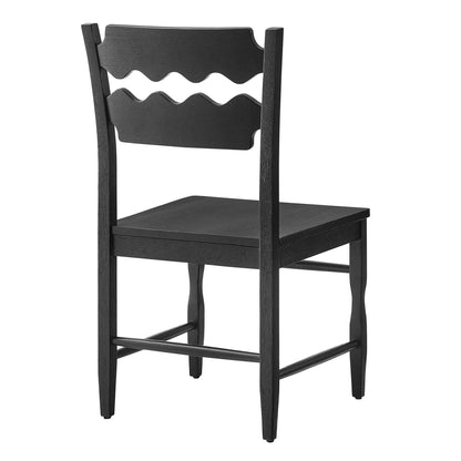 Jax Oak Wood Dining Chair With Wavy Razor Back