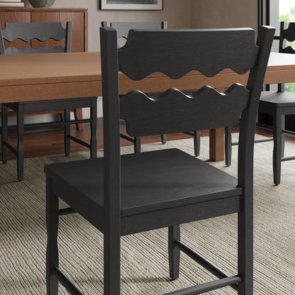 Jax Oak Wood Dining Chair With Wavy Razor Back
