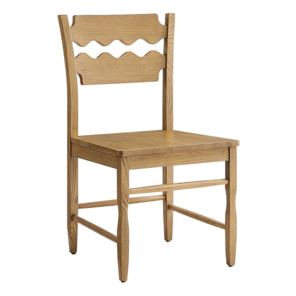 Jax Oak Wood Dining Chair With Wavy Razor Back