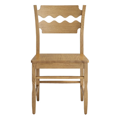 Jax Oak Wood Dining Chair With Wavy Razor Back