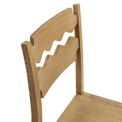 Jax Oak Wood Dining Chair With Wavy Razor Back