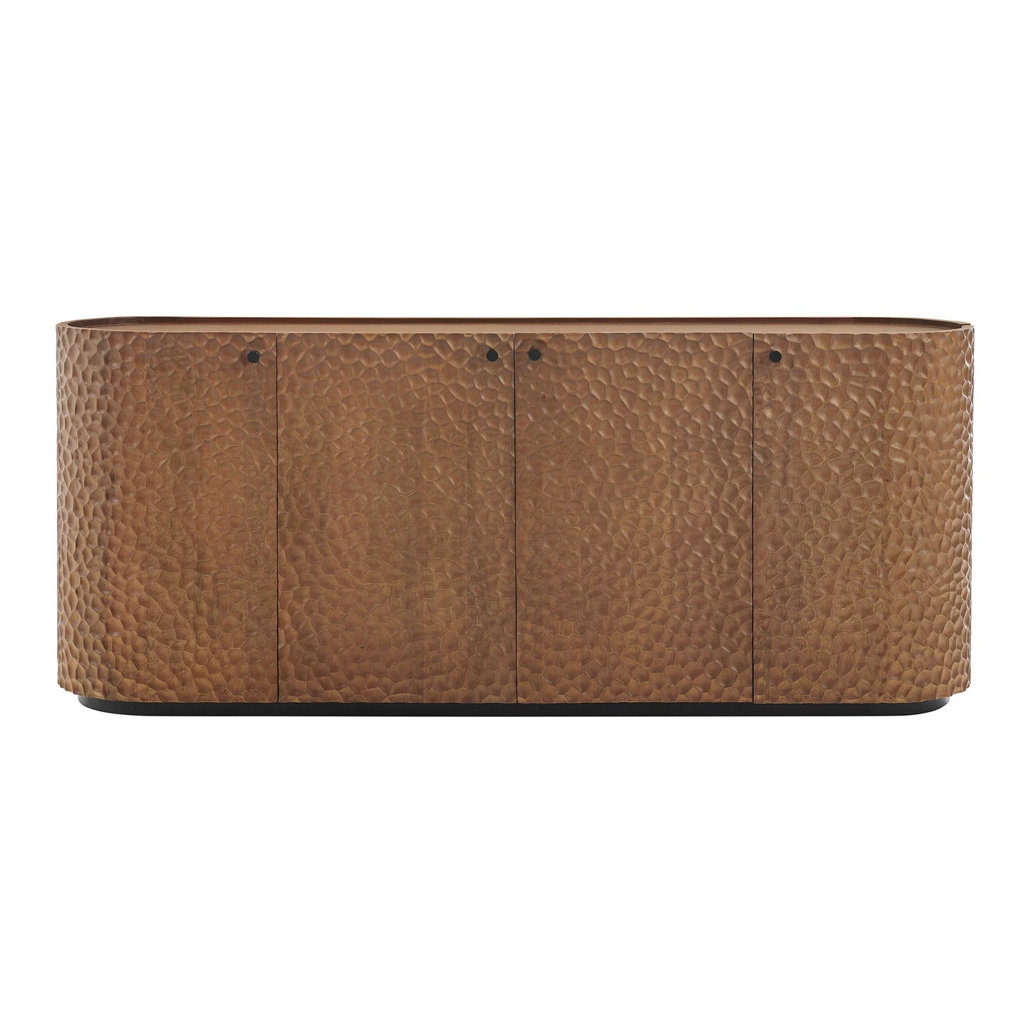 Aven 71.5 Inch Oval Chiseled Wood Sideboard Buffet Cabinet