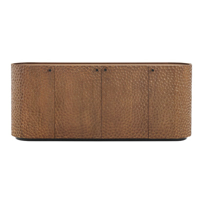 Aven 71.5 Inch Oval Chiseled Wood Sideboard Buffet Cabinet