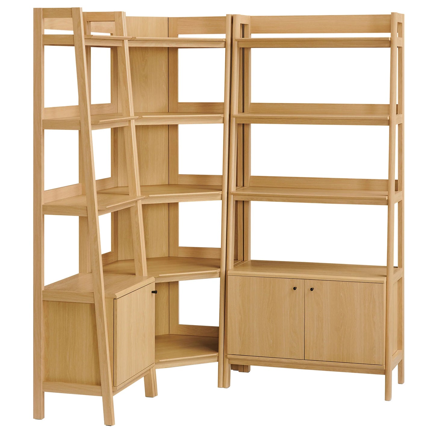 Bixby 3 Piece Corner Bookshelf Set With Wide and Narrow Bookshelves