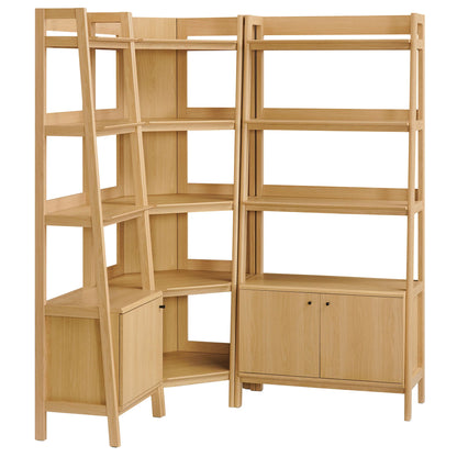 Bixby 3 Piece Corner Bookshelf Set With Wide and Narrow Bookshelves
