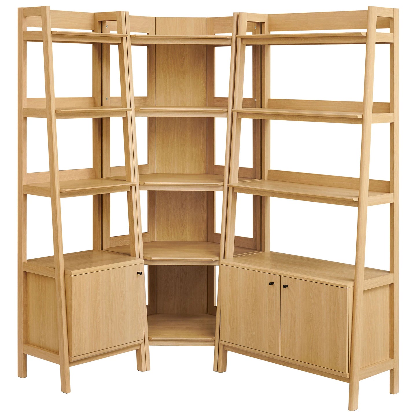 Bixby 3 Piece Corner Bookshelf Set With Wide and Narrow Bookshelves