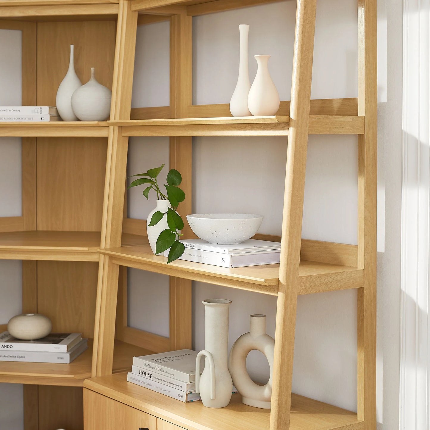 Bixby 3 Piece Corner Bookshelf Set With Wide and Narrow Bookshelves