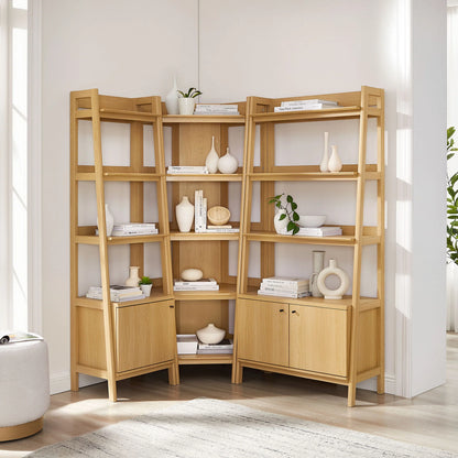Bixby 3 Piece Corner Bookshelf Set With Wide and Narrow Bookshelves