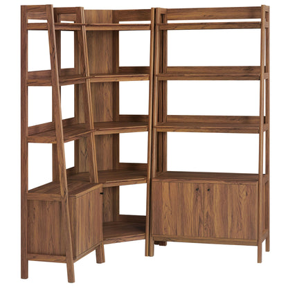 Bixby 3 Piece Corner Bookshelf Set With Wide and Narrow Bookshelves