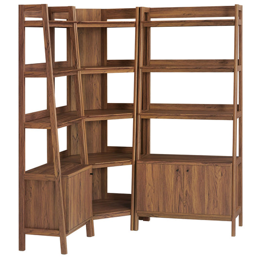 Bixby 3 Piece Corner Bookshelf Set With Wide and Narrow Bookshelves