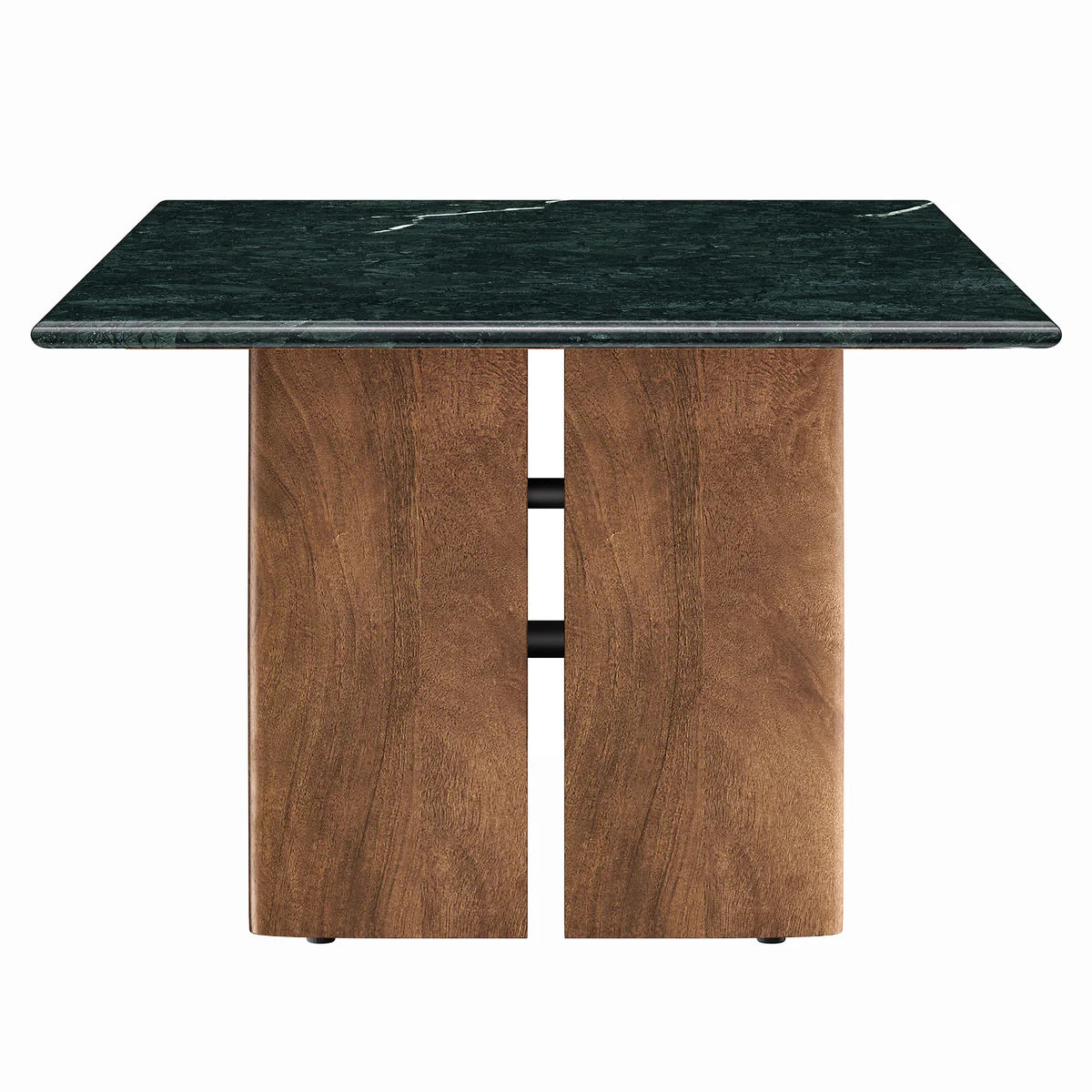 Amistad Walnut Green Marble Rectangular Coffee Table