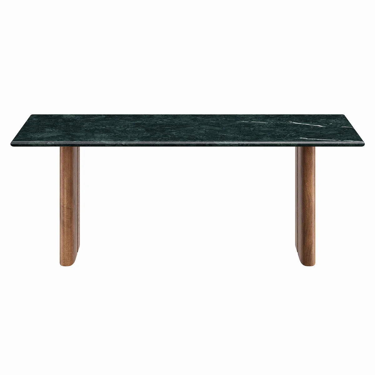 Amistad Walnut Green Marble Rectangular Coffee Table