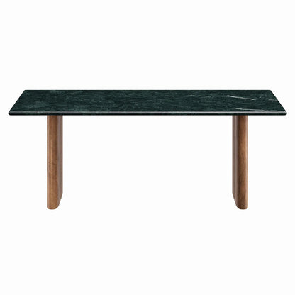 Amistad Walnut Green Marble Rectangular Coffee Table
