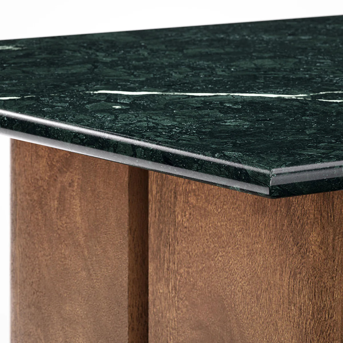 Amistad Walnut Green Marble Rectangular Coffee Table