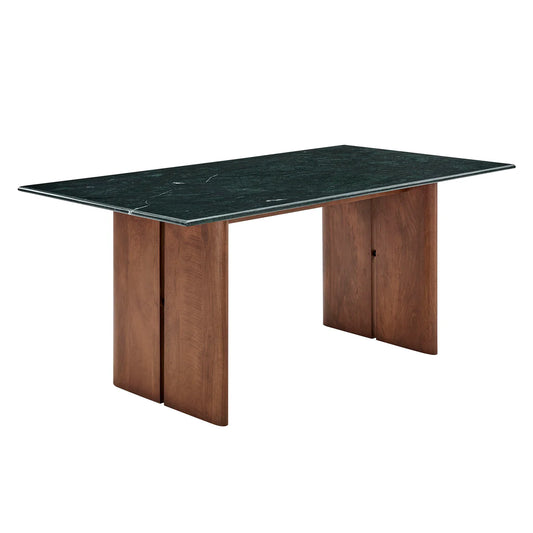 Amistad 72‑Inch Walnut Green Marble Dining Table