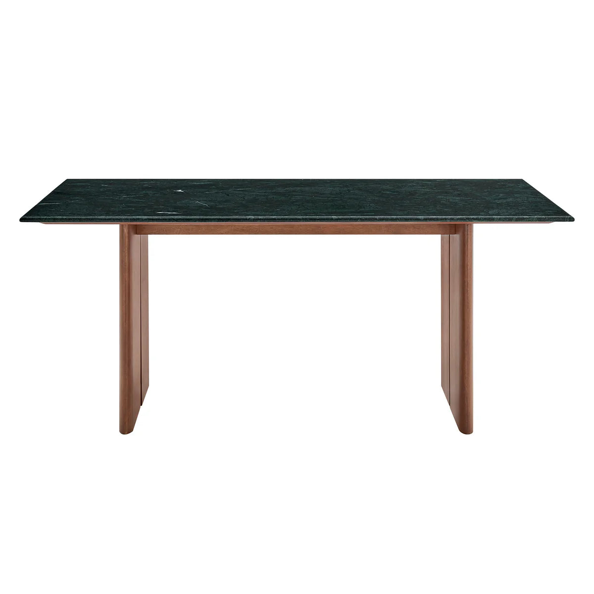 Amistad 72‑Inch Walnut Green Marble Dining Table
