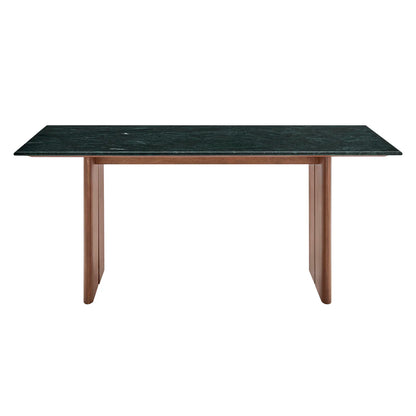 Amistad 72‑Inch Walnut Green Marble Dining Table