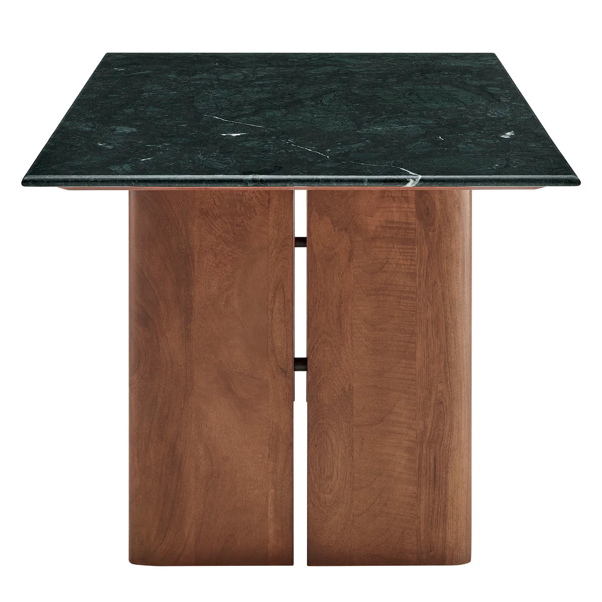 Amistad 72‑Inch Walnut Green Marble Dining Table