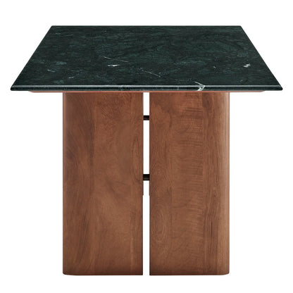 Amistad 72‑Inch Walnut Green Marble Dining Table