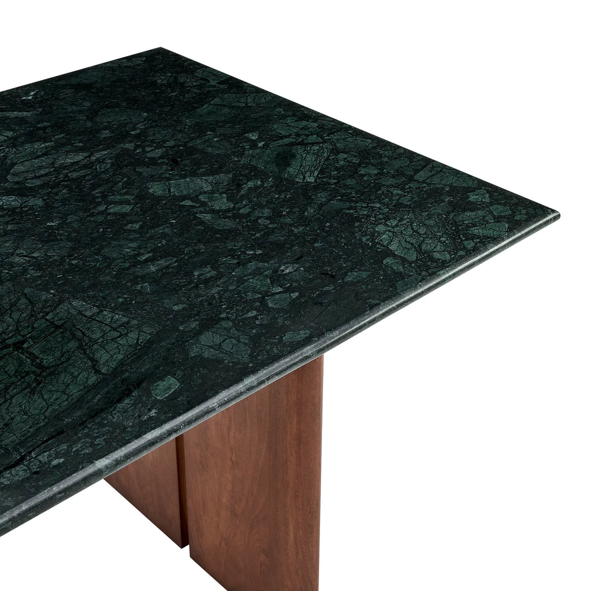 Amistad 72‑Inch Walnut Green Marble Dining Table