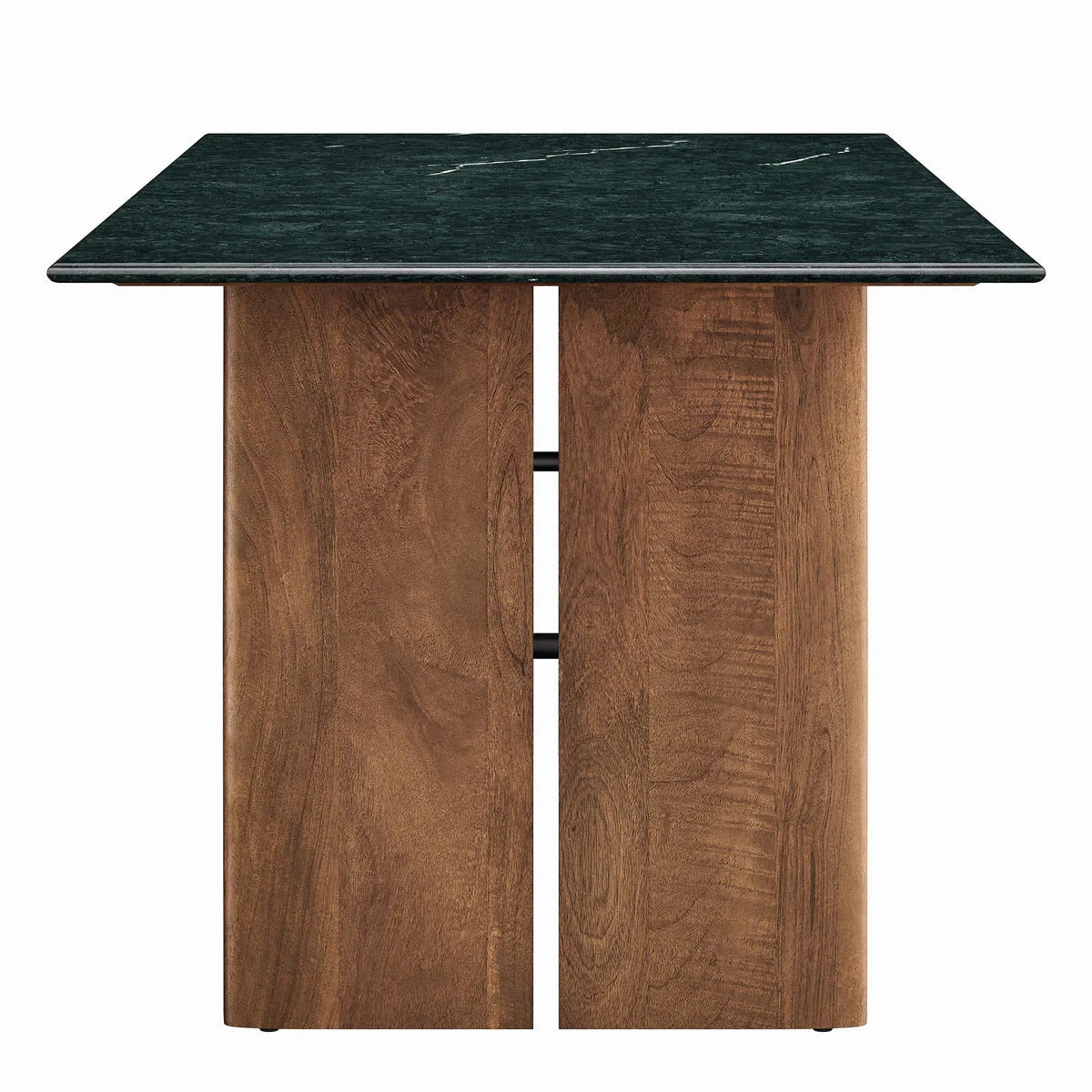 Amistad 86‑Inch Walnut Green Marble Dining Table