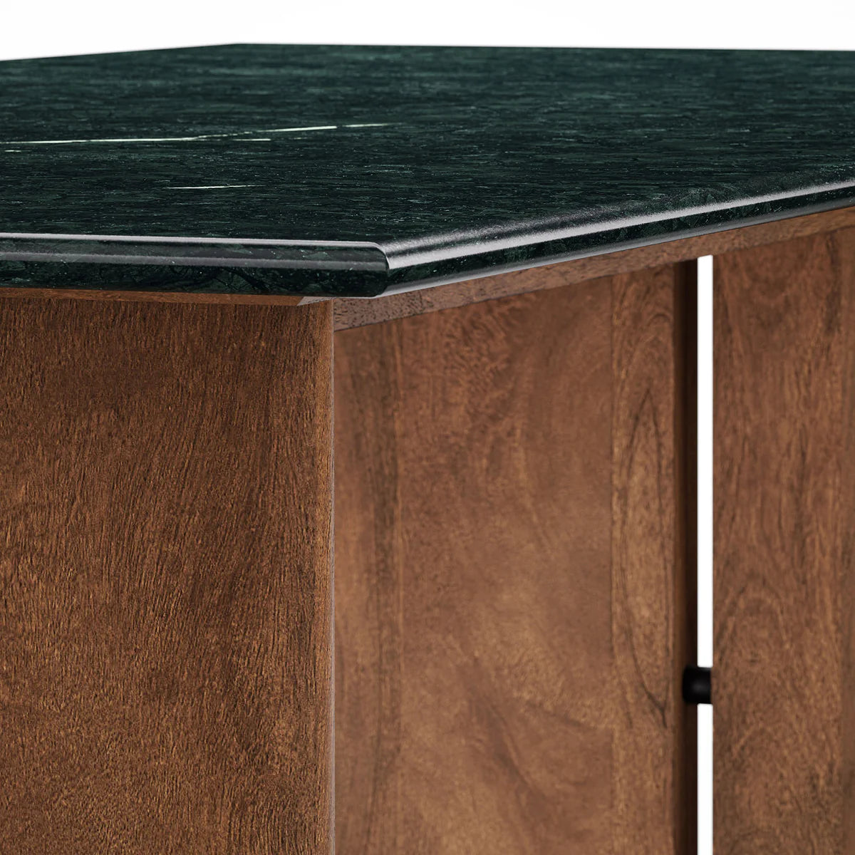 Amistad 86‑Inch Walnut Green Marble Dining Table