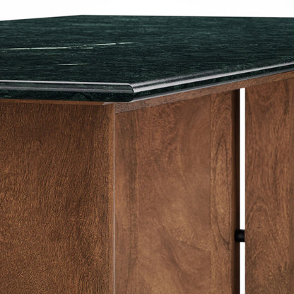 Amistad 86‑Inch Walnut Green Marble Dining Table