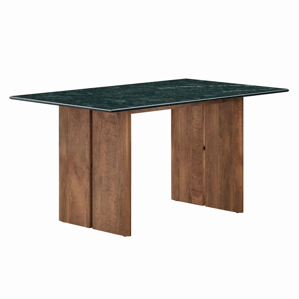Amistad 60‑Inch Walnut Green Marble Dining Table