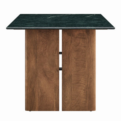Amistad 60‑Inch Walnut Green Marble Dining Table