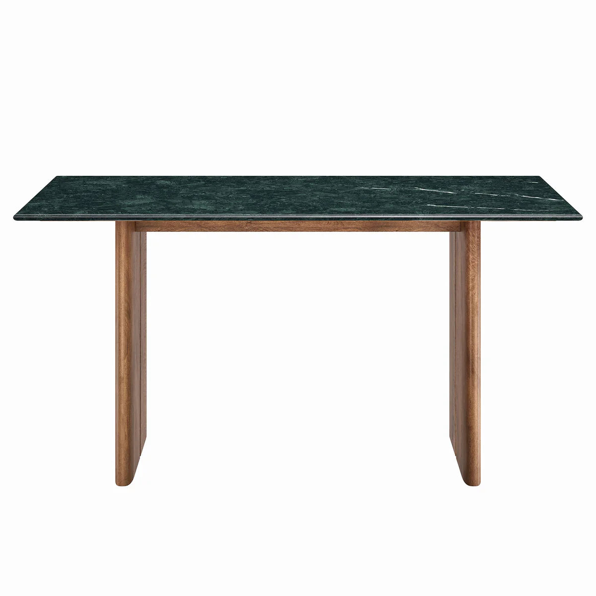 Amistad 60‑Inch Walnut Green Marble Dining Table