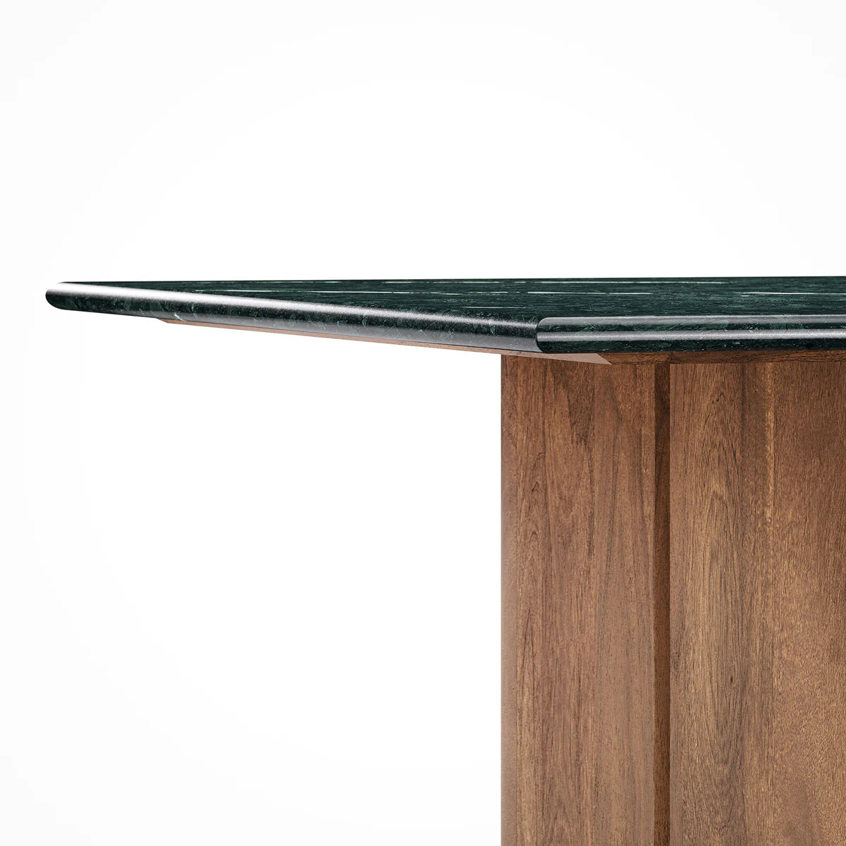 Amistad 60‑Inch Walnut Green Marble Dining Table