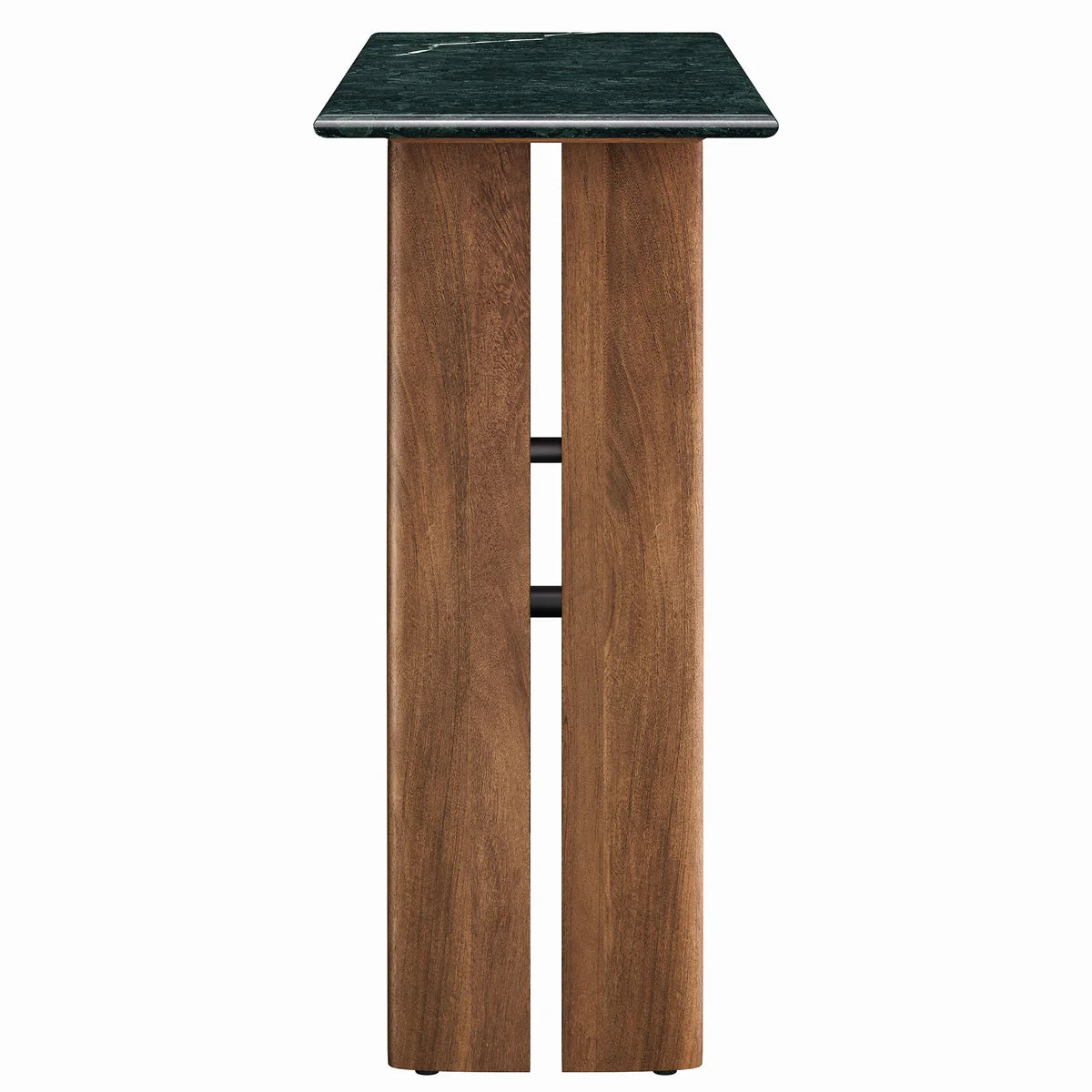 Amistad 46‑Inch Walnut Green Marble Console Table