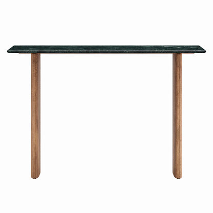 Amistad 46‑Inch Walnut Green Marble Console Table