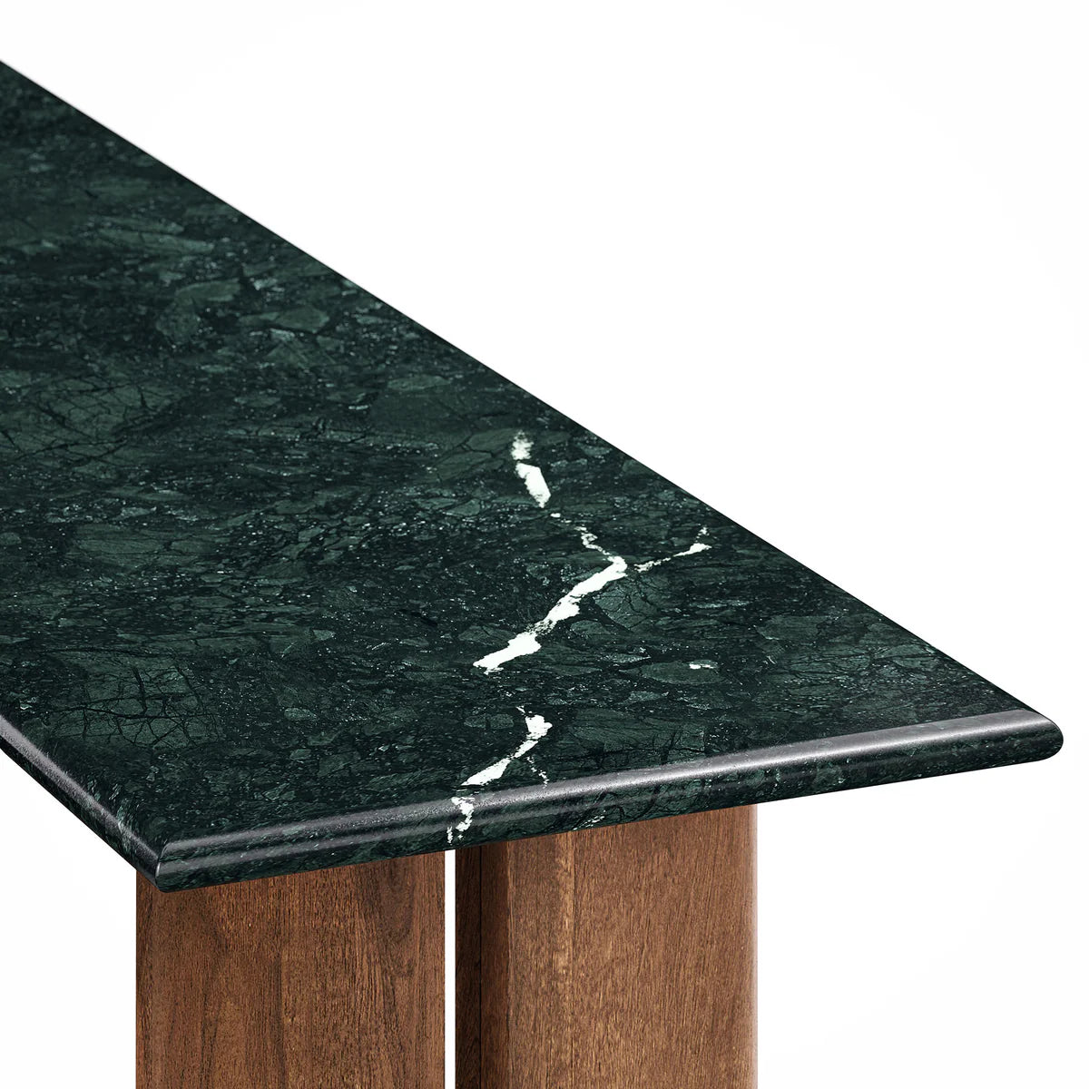 Amistad 46‑Inch Walnut Green Marble Console Table
