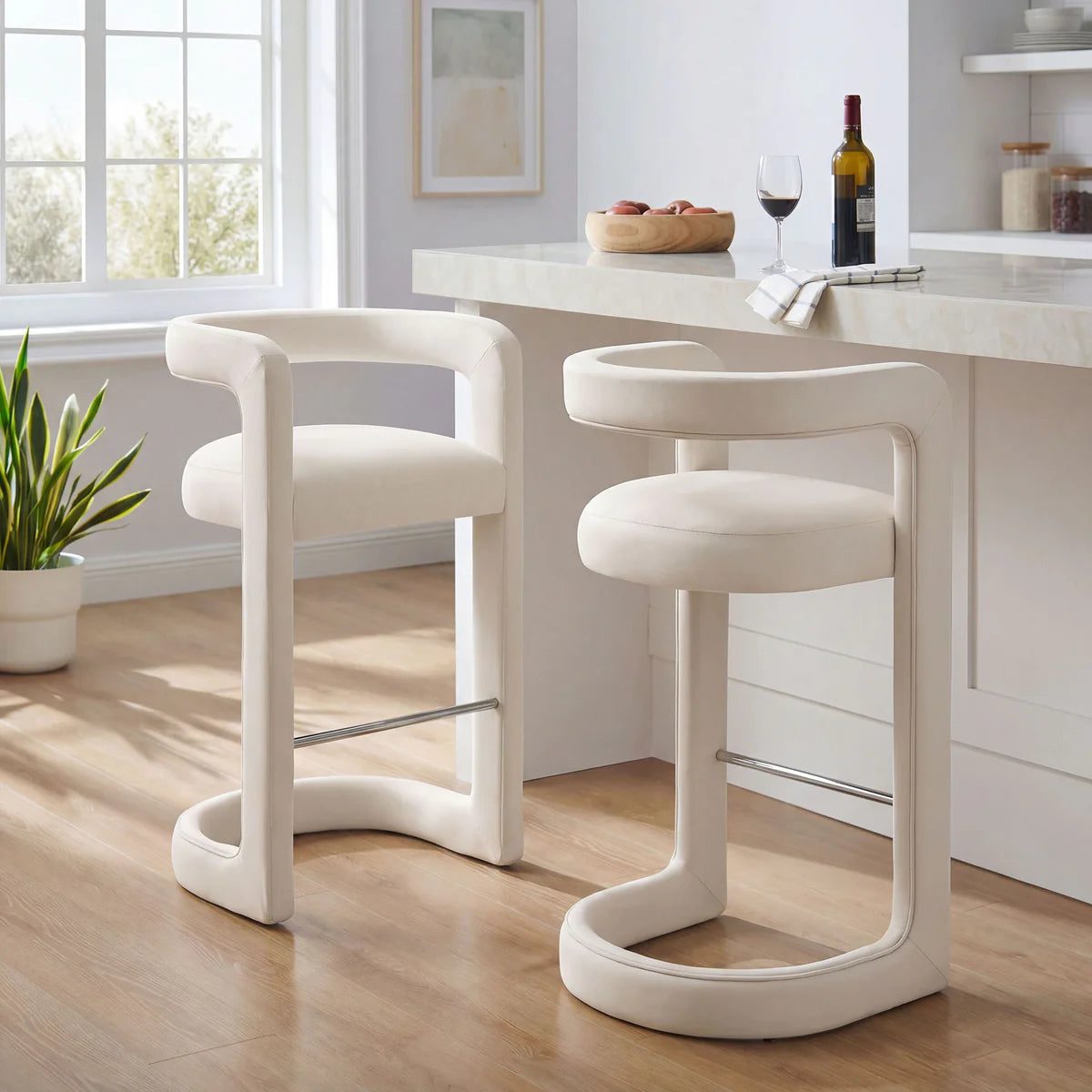 Winslow Performance Velvet Bar Stool Set of 2