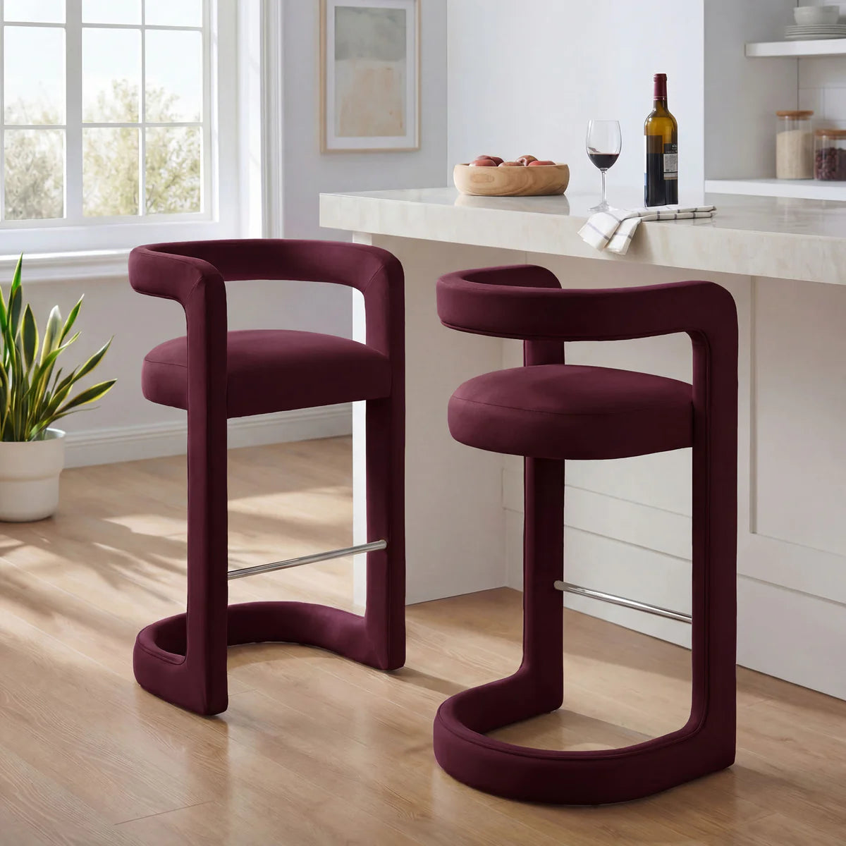 Winslow Performance Velvet Bar Stool Set of 2