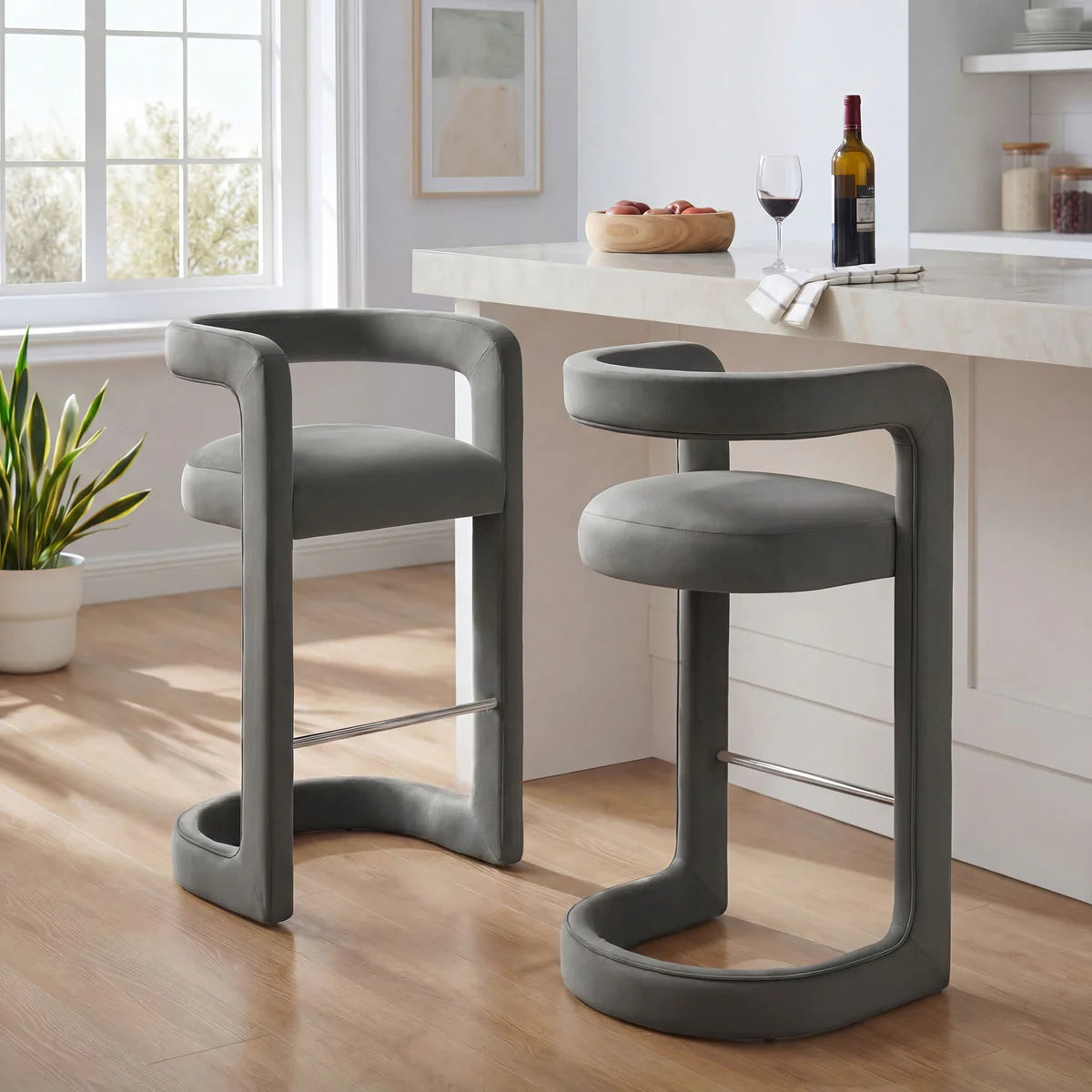 Winslow Performance Velvet Bar Stool Set of 2