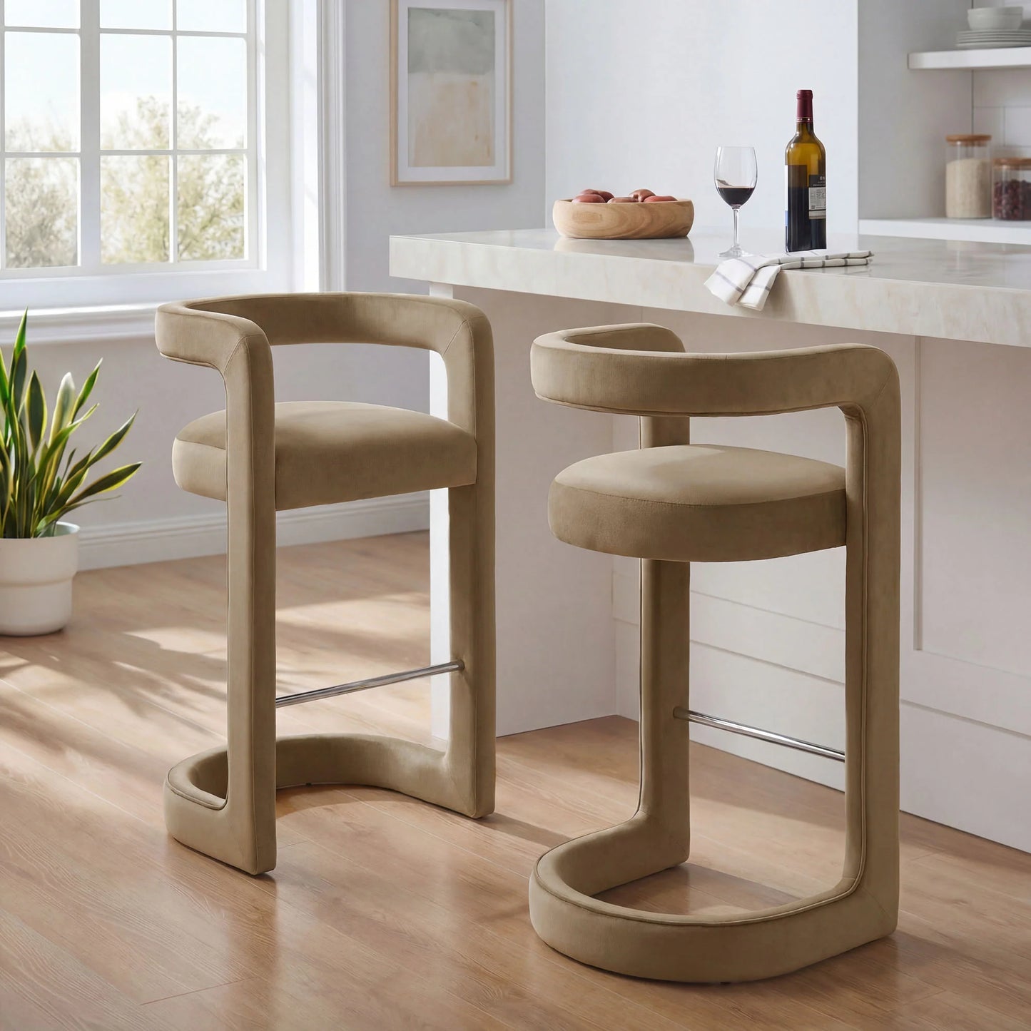 Winslow Performance Velvet Bar Stool Set of 2